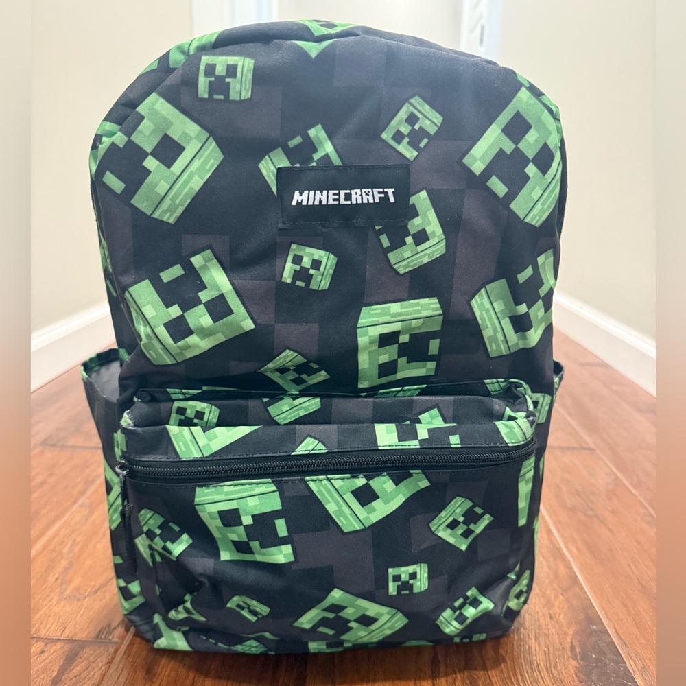 Minecraft Creeper Backpack with Laptop Pocket - Black and Green